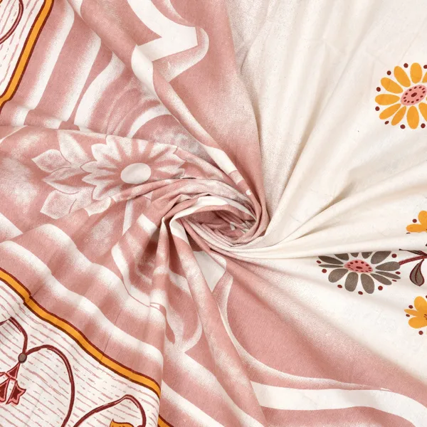 Orange_Cotton_Garden_Glory_Double_Bedsheet_With_Pillow_Cover_70X100_Cm